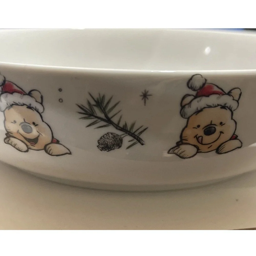 Disney Winnie the Pooh Christmas Snowflake Time For Sharing Dinner‎ Bowl Platter
